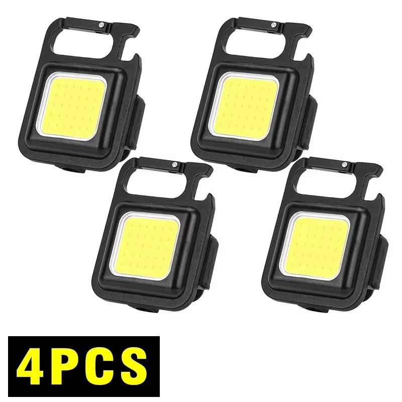 1PC/2PCS/4PCS Portable Mini LED Keychain Flashlight with Magnetic Bottle Opener Work Light Rechargeable Outdoor Camping Lamps
