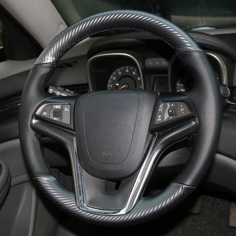 For Chevrolet Malibu 2011-2014 Hand-stitched Cover Carbon Fiber Leather  Leather Car Steering Wheel Cover