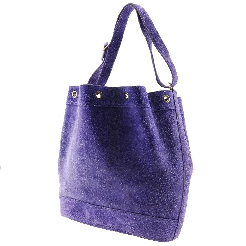 Hermes Market GM Shoulder Bag Purple Suede Women Used