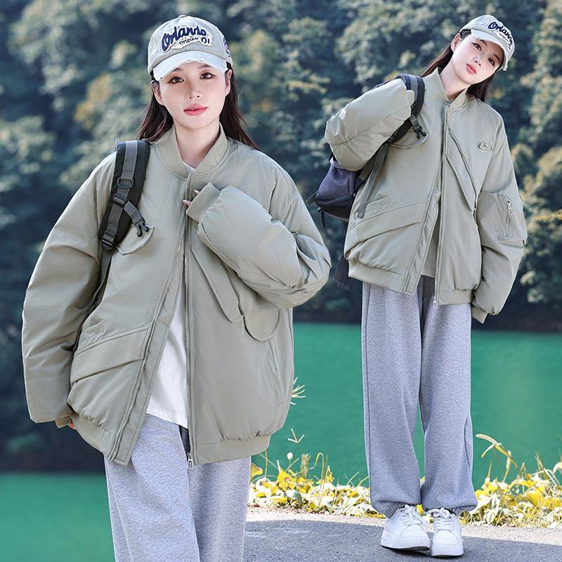 Real Shot Couple Street Cotton Clothes Design Sense Baseball Flight Clothes Women's Loose Tooling Jacket Jacket
