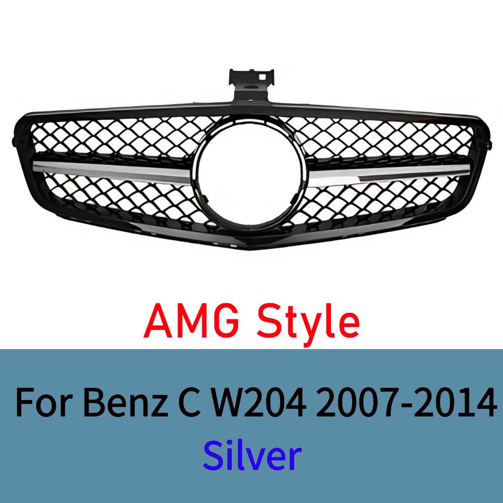 Für Mercedes C-Klasse W204 C43 2007-2014 Frontstoßstangengitter Mesh Glanzschwarz ABS Ersatz Sportliches Upgrade Tuning Zubehör