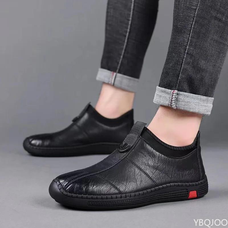 Fashion New Men's casual Shoes Soft soled comfort lazy shoes Outdoor light Bean bean shoes Trendy Male business leather Loafers Homme