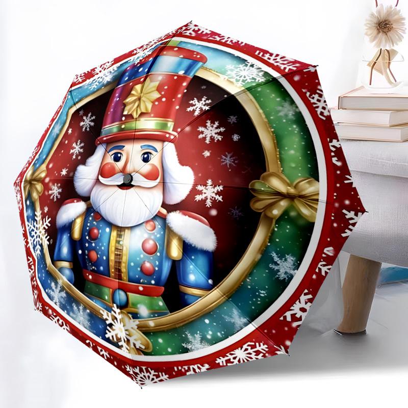 1pc Nutcracker Christmas Automatic Folding Umbrella - 8-Rib Automatic Open/Close, Large Canopy, Portable for Office, Living Room, Bedroom yy251217139