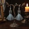 Cool Punk Earrings 1 Pair Halloween Earrings Spooky Gothic Skeleton Dangle Chic Accessories Drop Skull Articulated Jewelry for Women Trendy Holiday