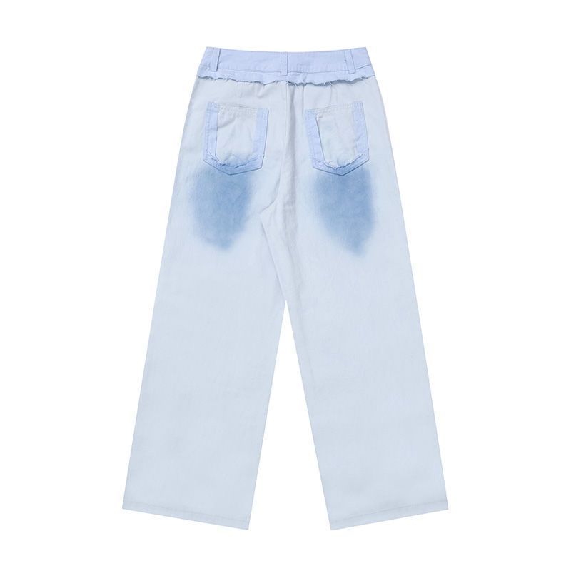 Dopamine Style Star Fringed Jeans for Women - Summer Thin Edition American Wide-Leg Loose Straight-Leg Design-Driven Trousers