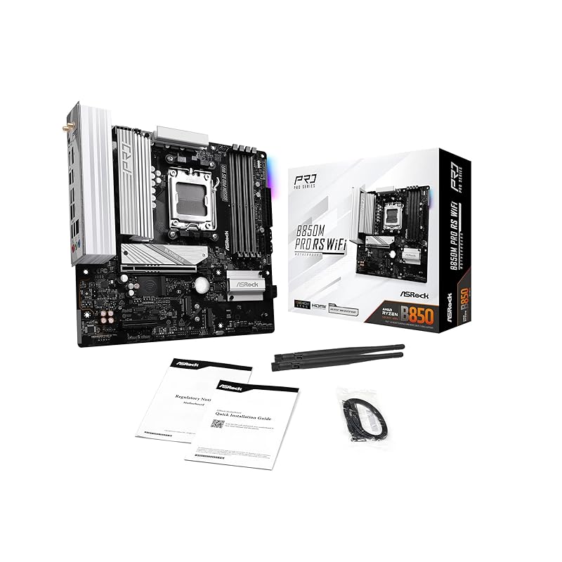 ASRock Motherboard B850M Pro RS WiFi AMD Ryzen 9000 / 8000 7000 Series CPU (Soket AM5) Correspondence DDR5 Micro ATX [Domestic Authorized Distributor