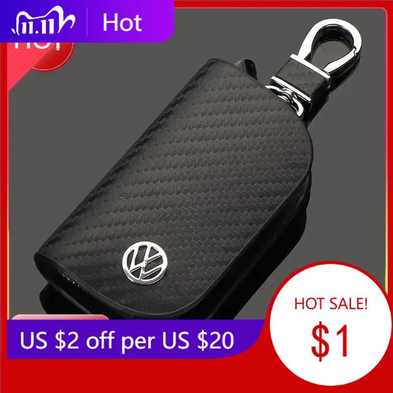 

New Leather Car Key Cover Holder Keychain Case For Volkswagen Sharan Golf Passat Jetta Touareg Tiguan Polo Scirocco MK5 Acc