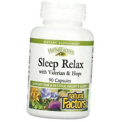 Kompleks na sen, Sleep Relax z kozłkiem lekarskim i chmielem, Natural Factors 90 kaps. (71406022)