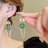 Real Gold Plated Hanfu Style Jade Imitation Geometric Tassel Earrings for Women