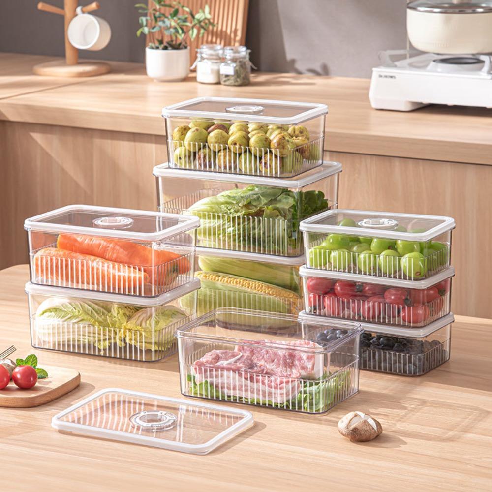 Portable Timeable Refrigerator Storage Box Vegetable Fruit Baskets  Kitchen Supplies