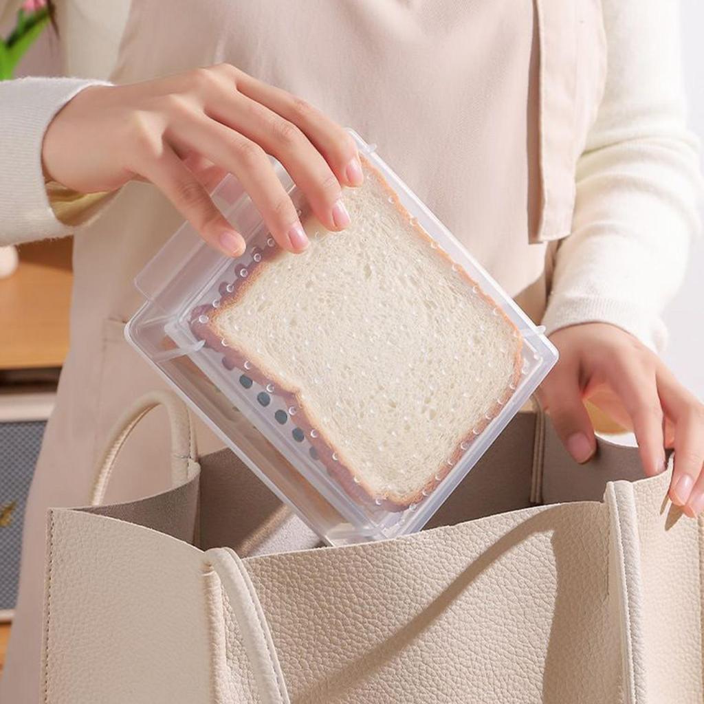 Plastic Bread Storage Box Airtight Food Storage Container Sandwich Bread Keeper with Lid Loaf Bread Container Kitchen Organizer