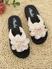 Plus Size Floral Toe-Post Flip-Flops: Unisex Summer Sandals