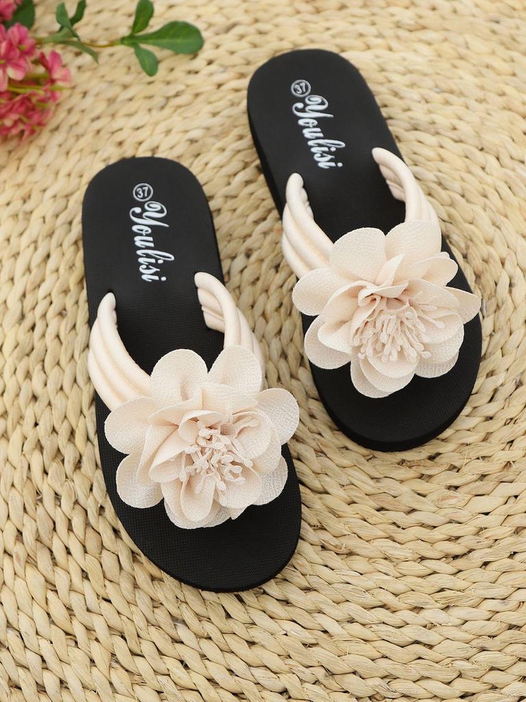 Plus Size Floral Toe-Post Flip-Flops: Unisex Summer Sandals
