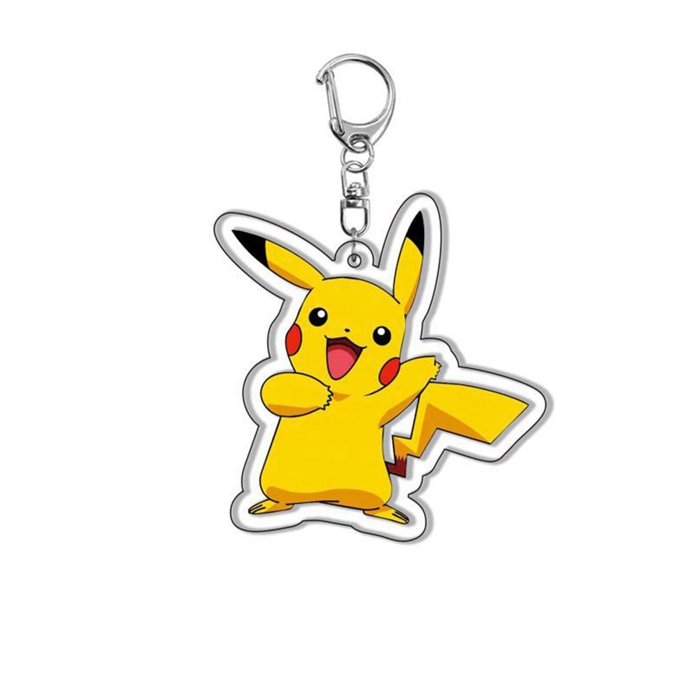 Pokemon Kawaii Acrylic Keychain Elfin Figure Pikachu Bulbasaur Psyduck Squirtle Gengar Meowth Cute Pendant Dolls Boys Gifts