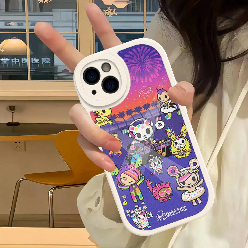 Japan T-Tokidokis Phone Case For iPhone 16 15 14 13 12 11 Pro Max Plus Soft Leather Cover
