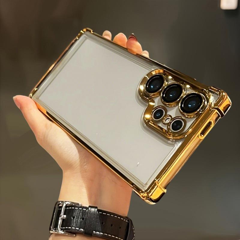 Transparent Phone Case For Samsung Galaxy S26 S25 S24 Ultra Plus S26Ultra Cases Plating Shockproof Bumper Clear Cover