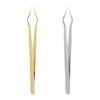 1 Set Stainless Steel Eyelash Extension Tweezers Non Slip Long Handle Ultra Precision Tip For Salon Home Lash Grafting Use