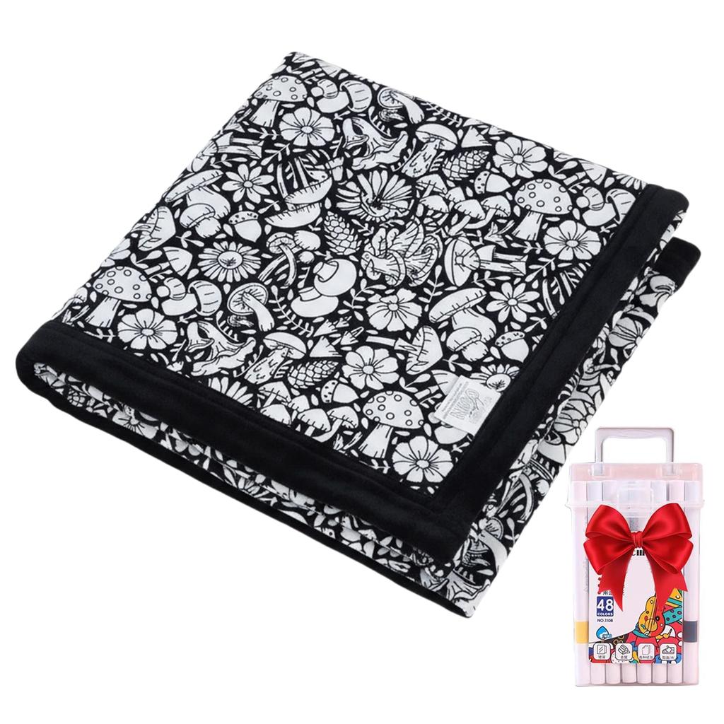 DIY Coloring Blanket Washable Fuzzy Velvet Creative Art Project Painting Blanket for Holiday Arts Crafts Activity Party