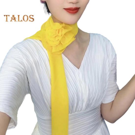 Langer Schal aus Chiffon-Satin mit Blumendekor, atmungsaktiv, vielseitiger Strandschal, Sonnenschutz, Chiffon-Schal für den Alltag