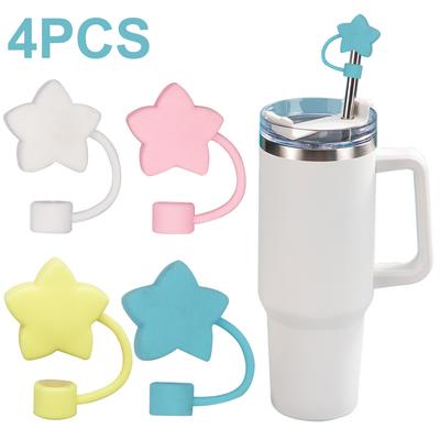 4Pcs Silicone Cute Straw Tips Lids Protectors 10mm Drinking Caps Straws Stopper Reusable for Stanley 30/40oz Tumbler Accessories