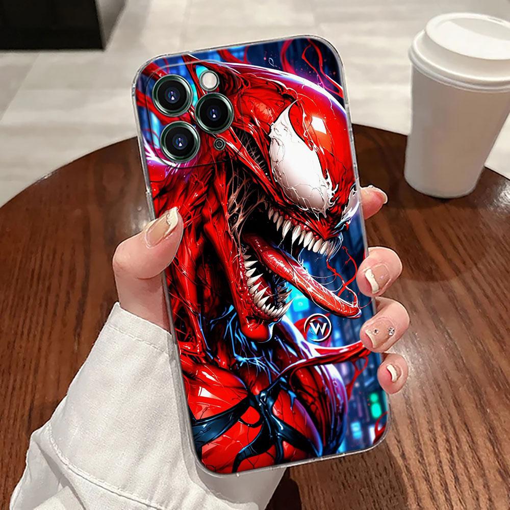 Venom Head Marvel Transparent Phone Case For iPhone 17 Pro Max 17E 11 12 13 14 15 16 Pro Max 15 Plus 17 Air 16E 7 XS Soft Cover