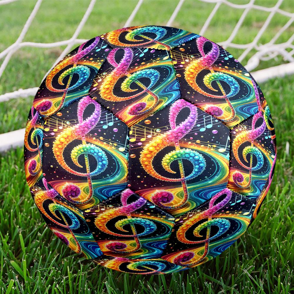 Piano Note Indoor Soccer Ball Size 5 Colorful All Ages Machine Stitched PVC Competition Ready Durable High-Bounce