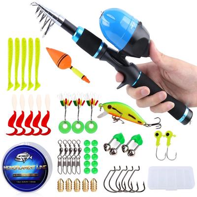 Fishing Pole with Spincast Reel Telescopic Fishing Rod Combo Full Kits for Freshwater  Fishing Set