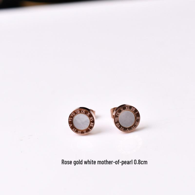 Unisex Roségold & Schwarze Titanstahl Ohrstecker