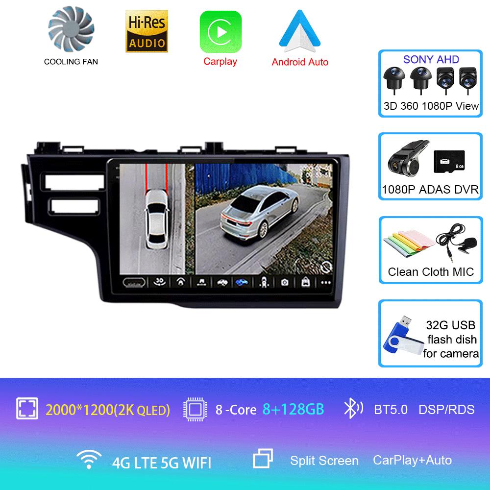 Android 14 Car Radio For Honda Jazz 3 2015 - 2020 Fit 3 GP GK 2013-2020 QLED Multimedia Player GPS Navigation BT Carplay Auto