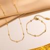 Fashion Simple Beads Chain Necklace Bracelet for Women Girls Gold Color Trendy Stainless Steel Jewelry Sets