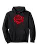 Black Hoodie with Red Melting Rose Graphic - All-Season Casual Pullover Sweatshirt for Gardeners