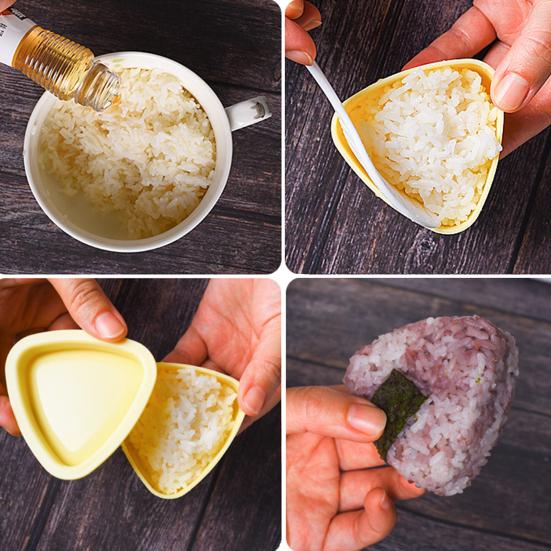 1 Set Onigiri Maker mit Mahlzeit Löffel Lebensmittelqualität PP Easy Release Antihaft DIY Dreieck Reisbällchen Sushi Herstellung Werkzeug Form Kit Bento Werkzeuge
