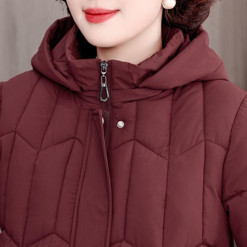 Plus Size XL-5XL Middle Age Woman Winter Coats Hooded Elegant Loose Thick Warm Parkas Female Jacket