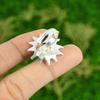 Natural Shiva Eye Shell Gemstone Promise Flower Adjustable Ring 925 Silver