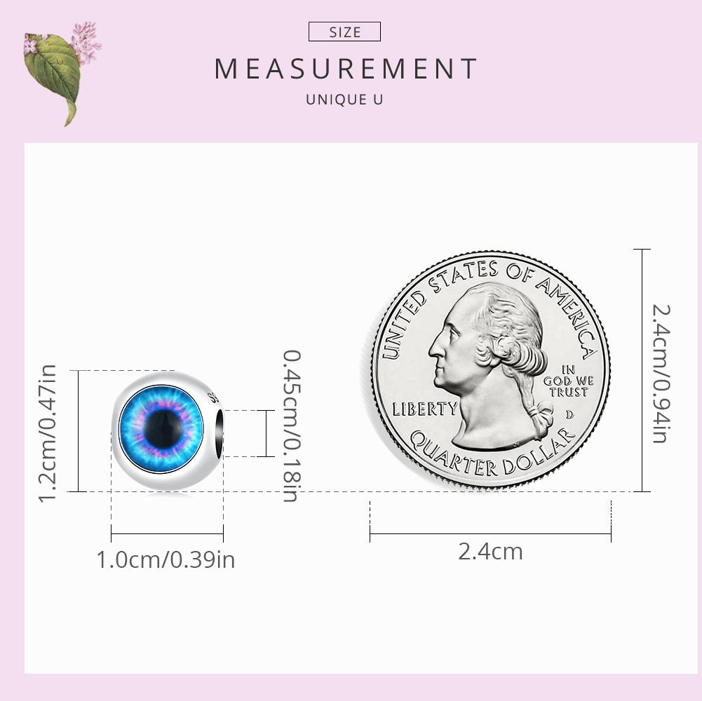 WOSTU Blue Devil's Eye Beaded 925 Sterling Silver Classic Demon Eye Charm Beads for Women Fit Original DIY Bracelet Jewelry