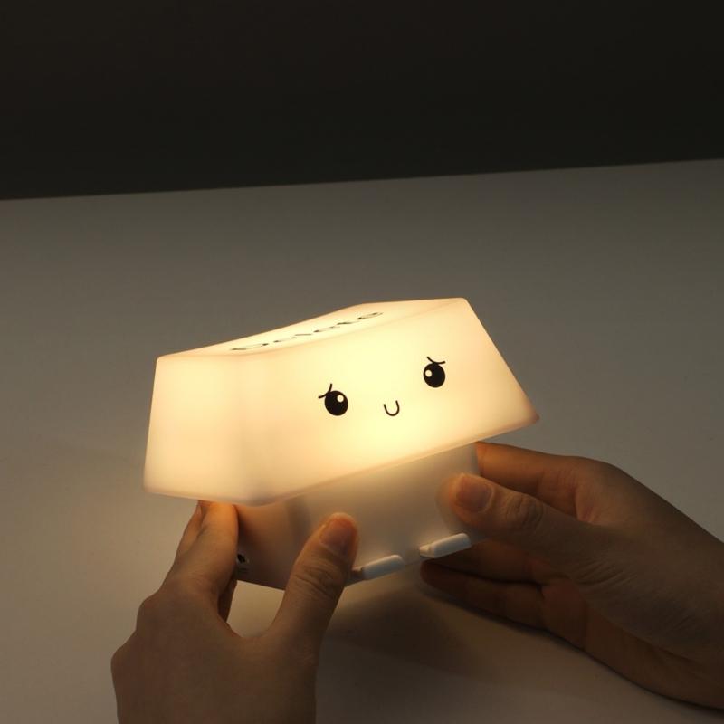 Multifunctional USB Charged Deletes Keycap Night Light Builts In Smartphone Stand 1200mAh Battery Adjustable Illumination