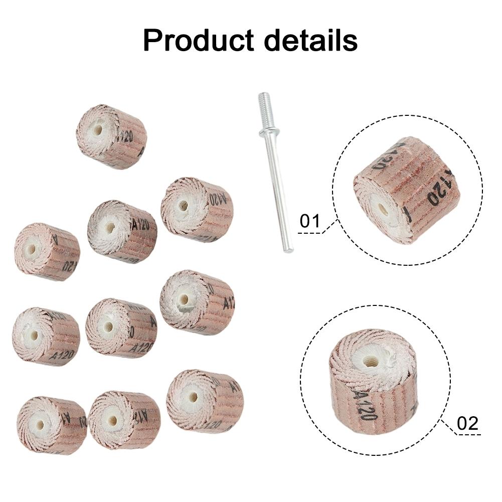 10Pcs 12mm Flap Wheel Sandpaper Sanding Disc Grinding 80600 Grit