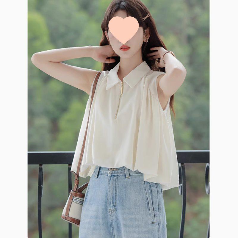 

Women s Fresh French Sleeveless Summer Blouse 2025 - New Loose Fit Design M
