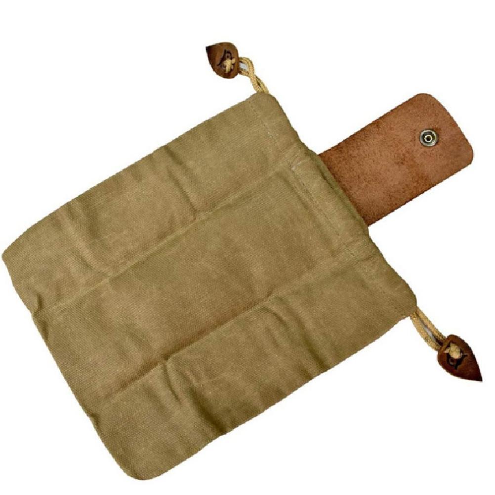 Leather and Canvas Bushcraft Bag Collapsible Waxed Canvas Foraging Pouch for Hiking