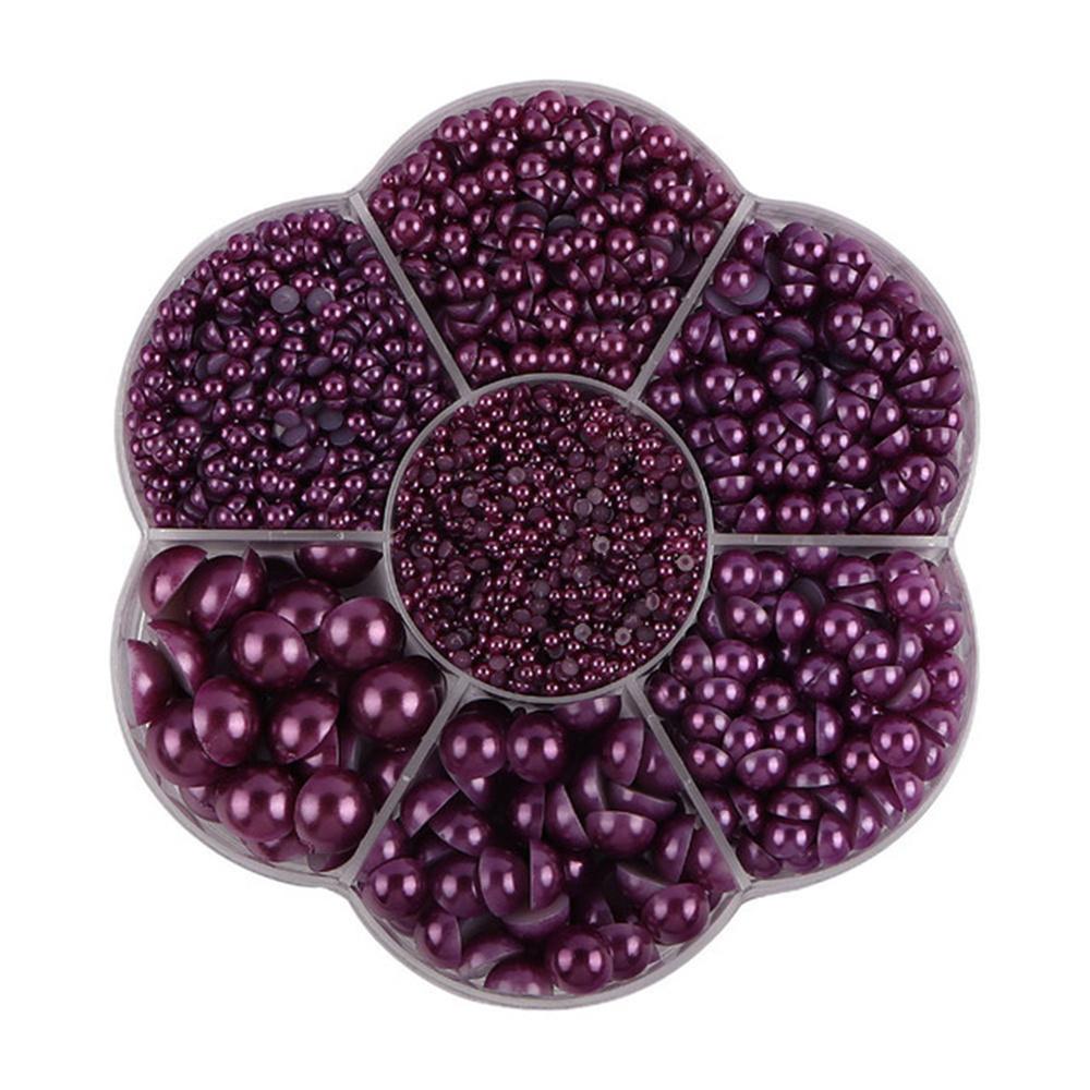 Mixed Size 7 Grid Box Half Pearl Flat Bottom AB Imitation Pearl Accessories Headwear Hair Accessories Clothing DIY Rod Diameter
