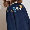 Sweater Cardigan Women's Spring and Autumn Flower-embroidered Knitted Cardigan Casual Loose Sweater Coat Top