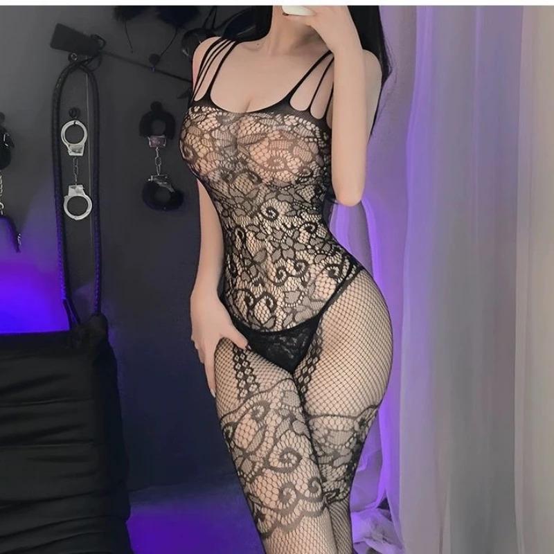 One Piece Open Bra Crotchless Bodystocking For Sex Lace Transparent Lingerie Plus Size Bodysuit Lenceria Mujer Erotic Costumes