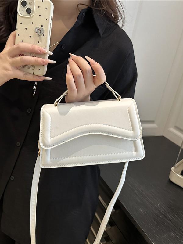 Retro Solid Color Crossbody Bag - Fashionable Simple Design, Commuting Shoulder Handbag, Small Square Shape