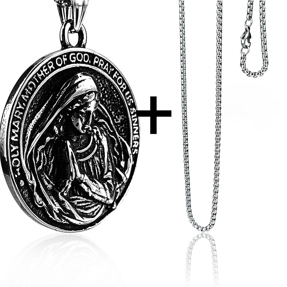 Hot Selling European and American Metal Holy Sister Maria Prayer Pendant Stainless Steel Necklace