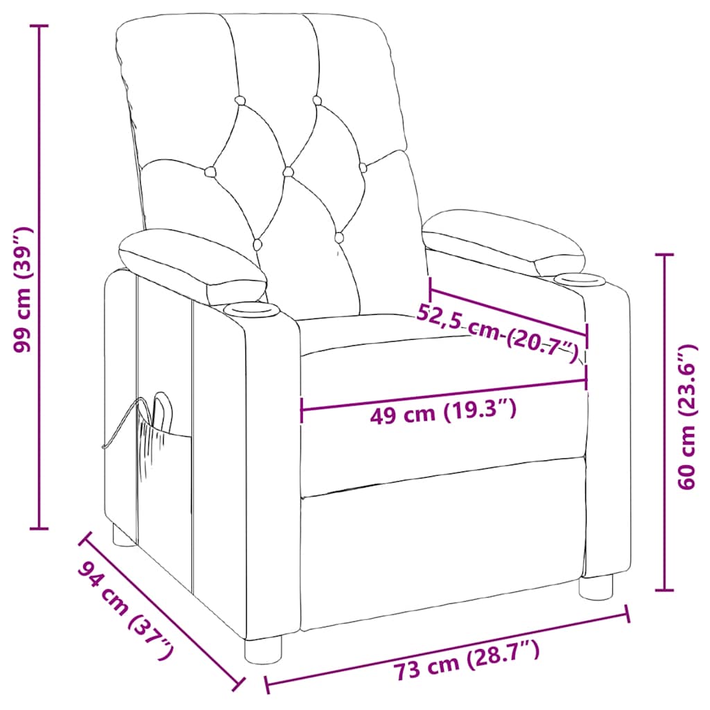 Massage Chair Burgundy Fabric
