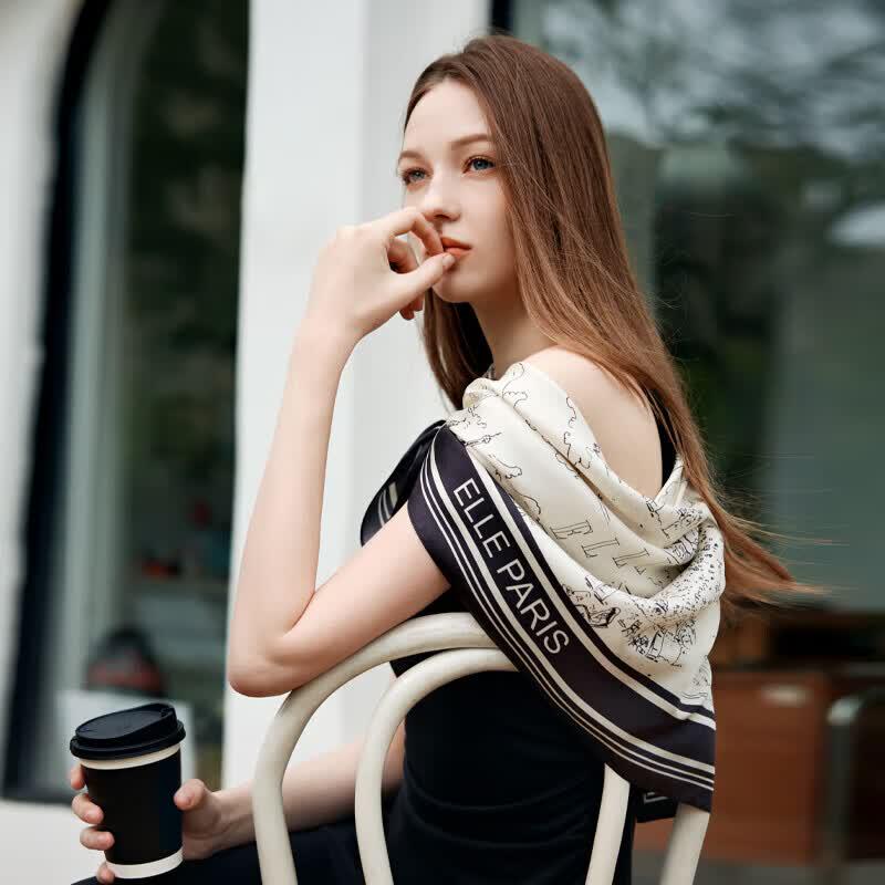 ELLE Paris Hand-painted Mulberry Silk Scarf