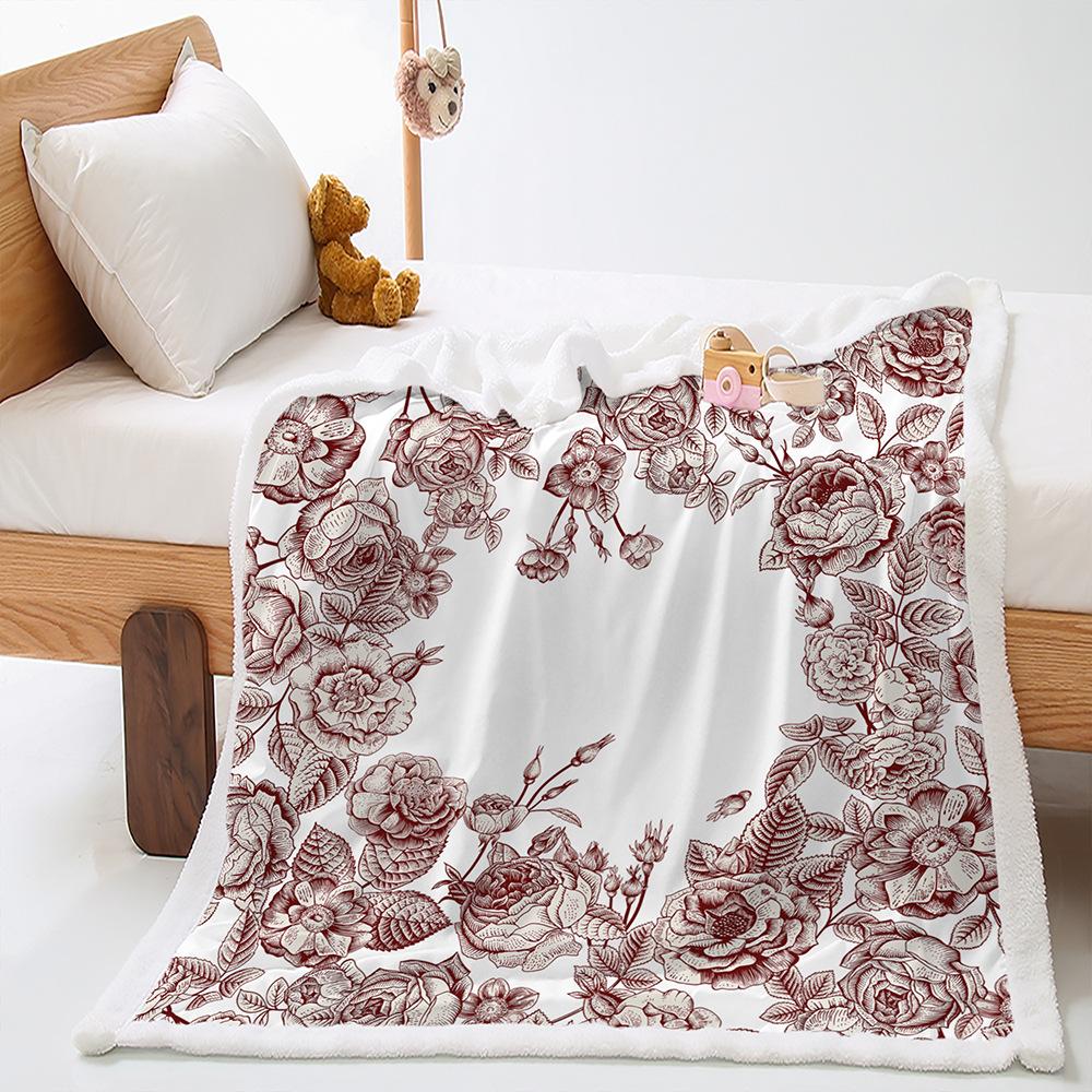 Blanket Rose Plant Blanket Lamb Fleece Crystal Fleece Blanket Blanket Universal