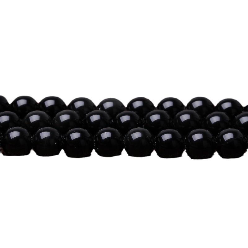 Hongchu Kristall Natürlicher Obsidian lose Perlen Runde Perlen DIY Schmuck Zubehör Regenbogenauge Schwarzer Obsidian Halbfertigprodukt