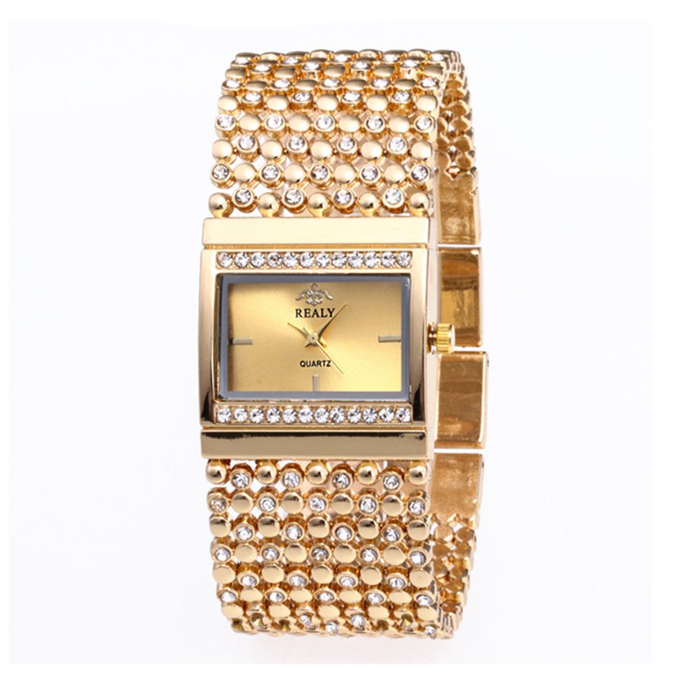 Modische Damen-Quarz-Armbanduhr mit Strasssteinen und Stahlarmband