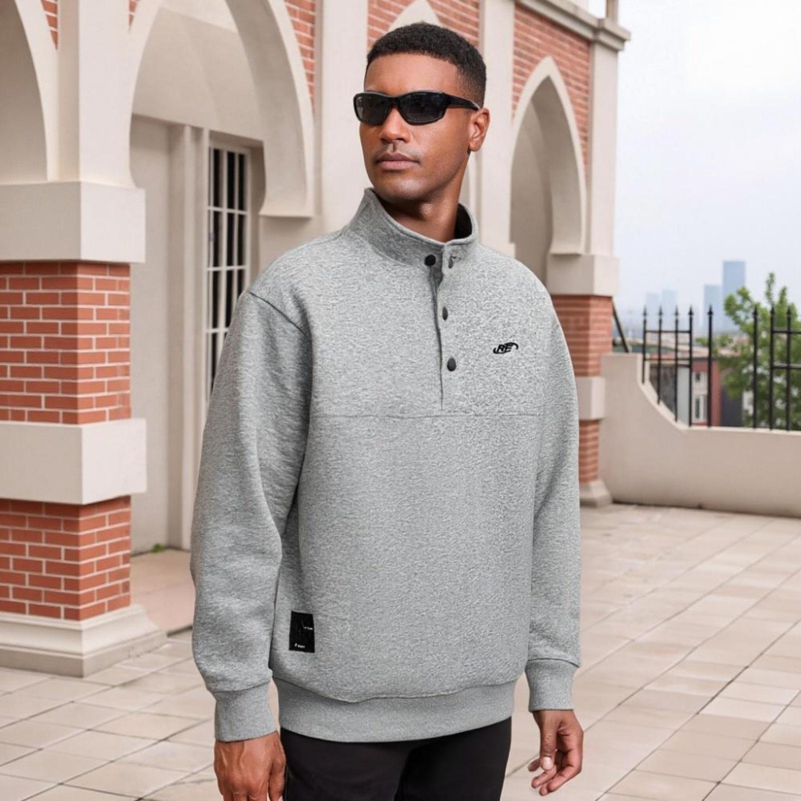 Мужское повседневное однотонное худи с воротником-стойкой в американском стиле мужское свободное спортивное утепленное худи XL 2290₽